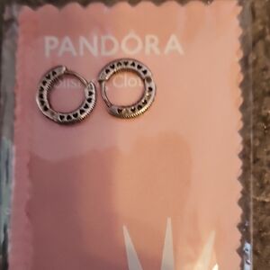 Pandora Silver Heart Hoop Earrings
